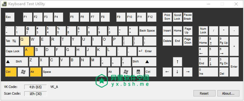 Keyboard Test Utility 1.0.1.0 绿色便携版 —— 一款绿色 / 免费的键盘按键检测工具-键盘按键测试, 键盘, 测试键盘, 按键测试, 按键, Keyboard Test Utility