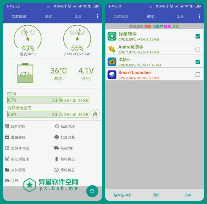 安卓助手 v23.60 for Android 直装付费版 —— 18大功能助您轻松，高效的管理您的Android手机-省电, 监控, 电池, 清理, 安卓助手, 安卓, 内存, 优化, CPU