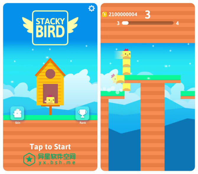 Stacky Bird v1.0.0.6 for Android 破解无限金币版 —— 超级休闲飞行小鸟游戏，堆叠适量鸡蛋以越过障碍物-鸡蛋, 鸟屋, 飞行小鸟, 小鸟, 休闲