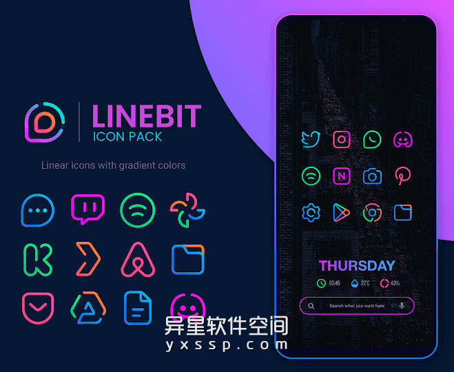 Linebit - Icon Pack v1.9.7 for Android 修补版 —— 一款相当漂亮且知名的线性图标图标包-美化, 小部件, 壁纸, 图标包, 图标, Linebit, Icon Pack